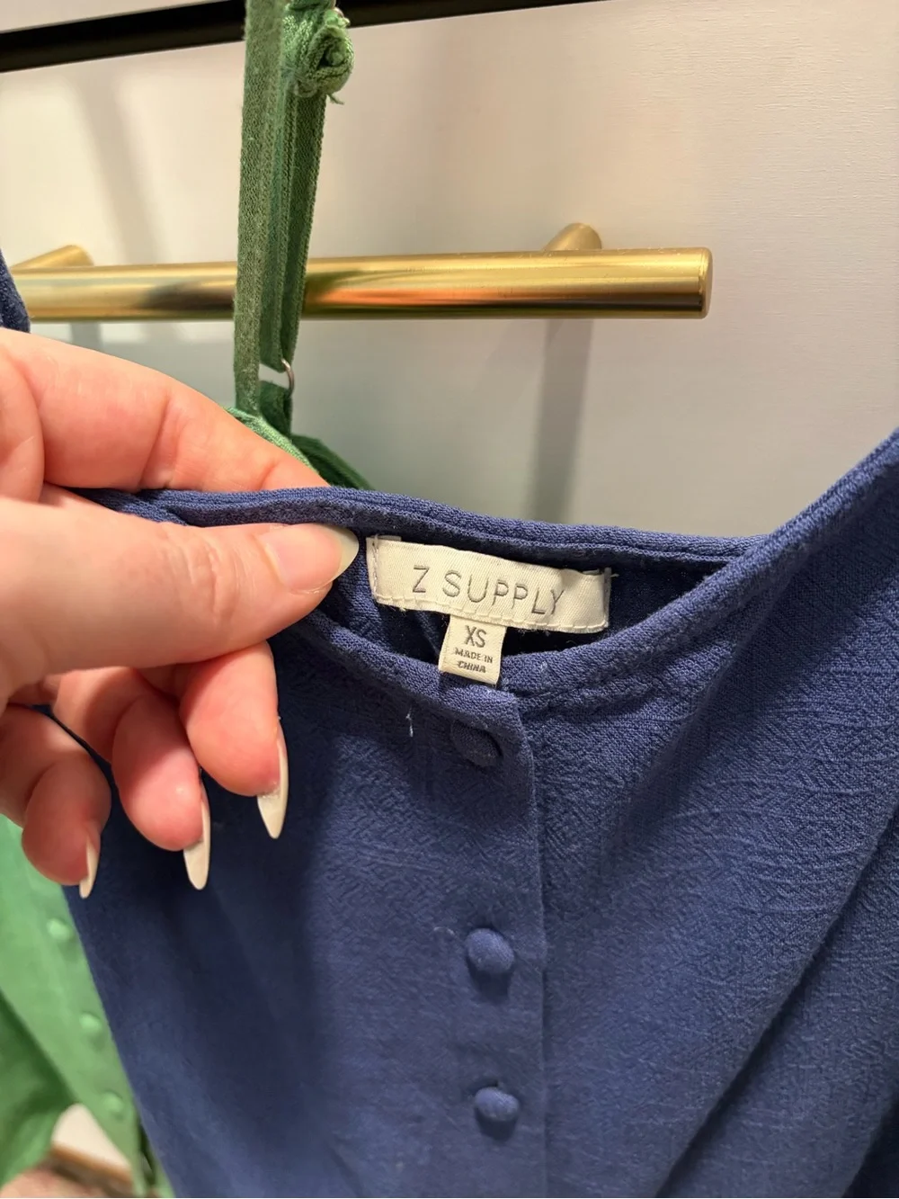 Z Supply Green and Blue Button-Front Cami Tops